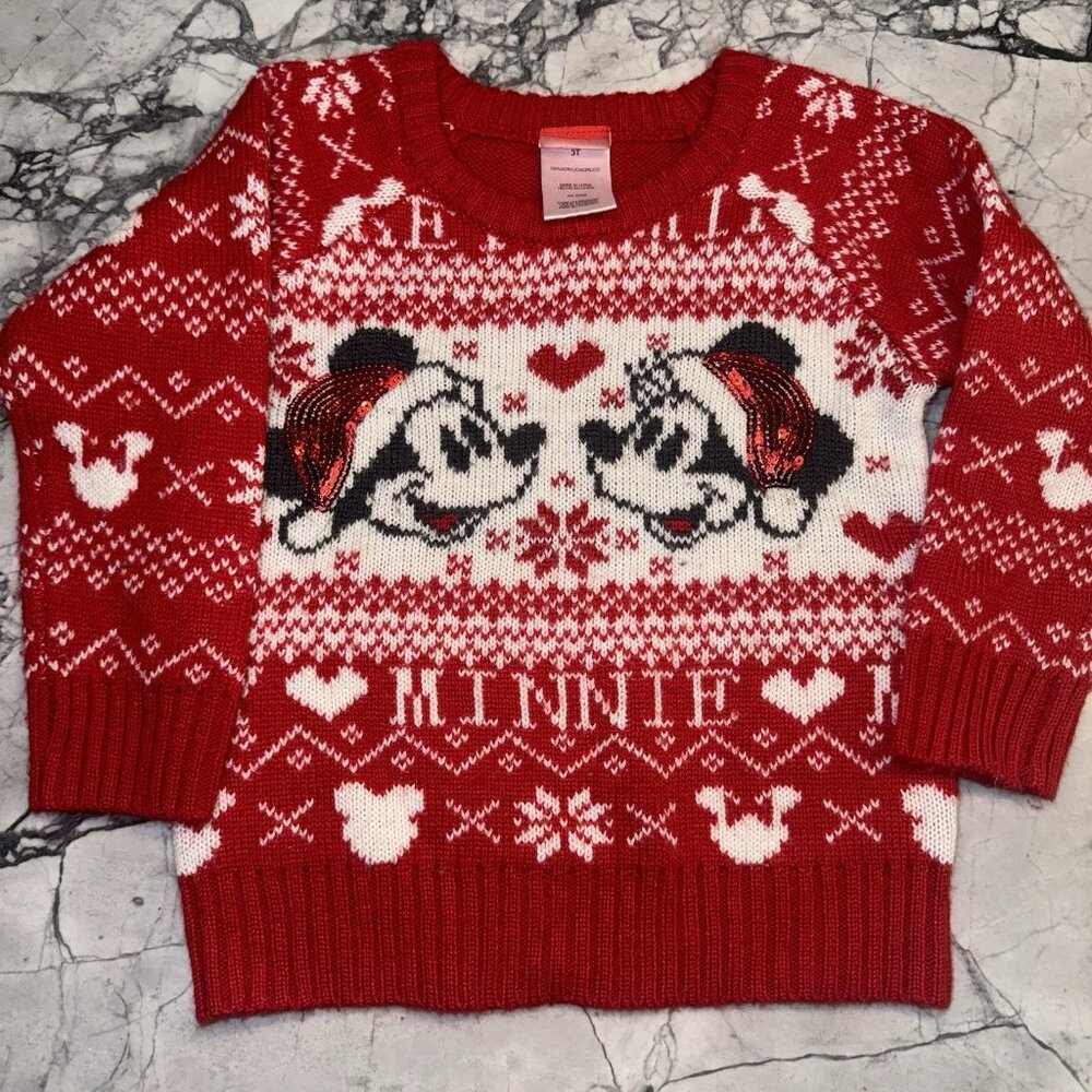 Disney Minnie Girls 3T Holiday Christmas Sweater